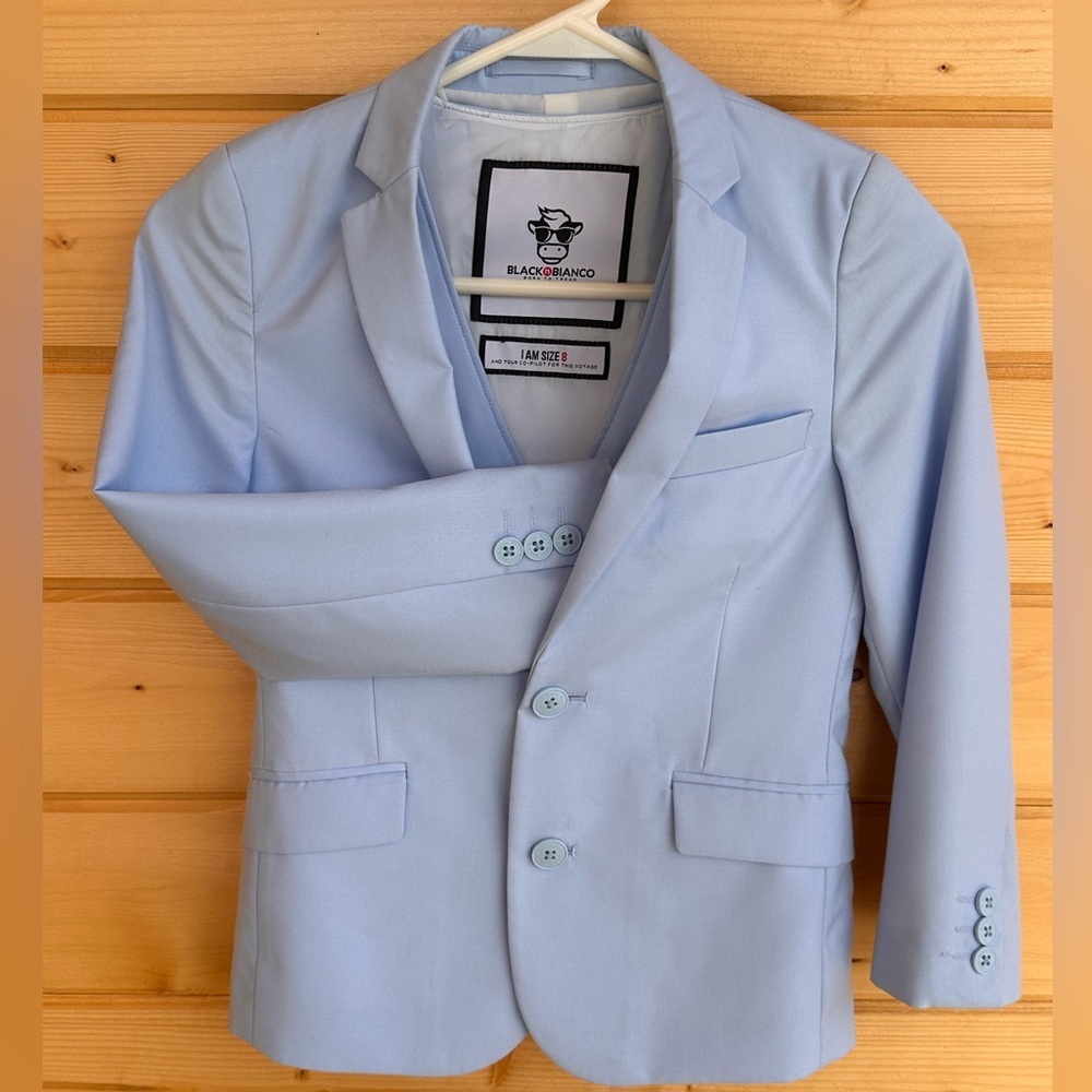 Black N Bianco Light Blue 3 pc Suit (Sz 8) Blazer, Vest, & Pants **Read Notes